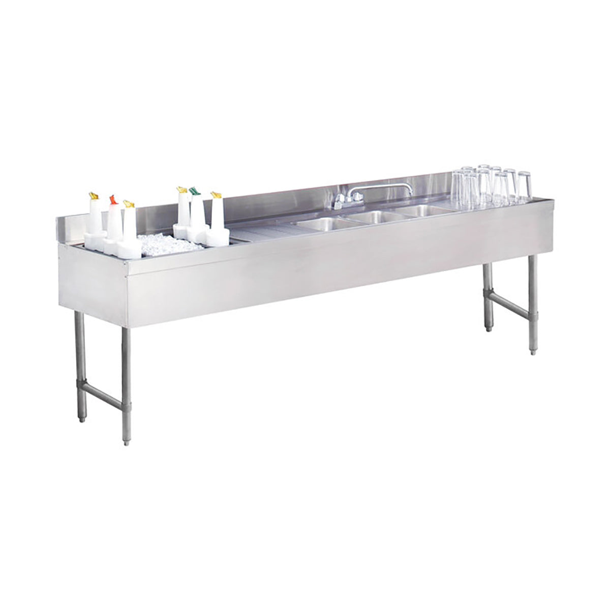 Advance Tabco CRC-83C-L 96" Sink Combo Underbar Ice Bin/Cocktail Station, 54 lbs - Left