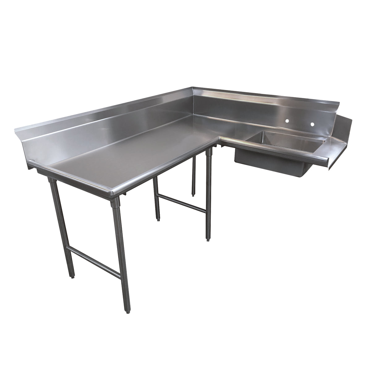 Advance Tabco DTS-K30-120L Soiled "L" Shaped Dishtable w/ Left Table, Pre-Rinse Sink, 10.5" Backsplash