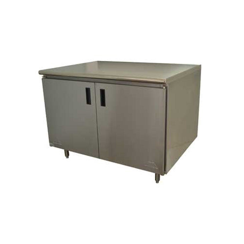 Advance Tabco EHB-SS-305M 60" Cabinet Base Hinged Doors Work Table with Mid-Shelf