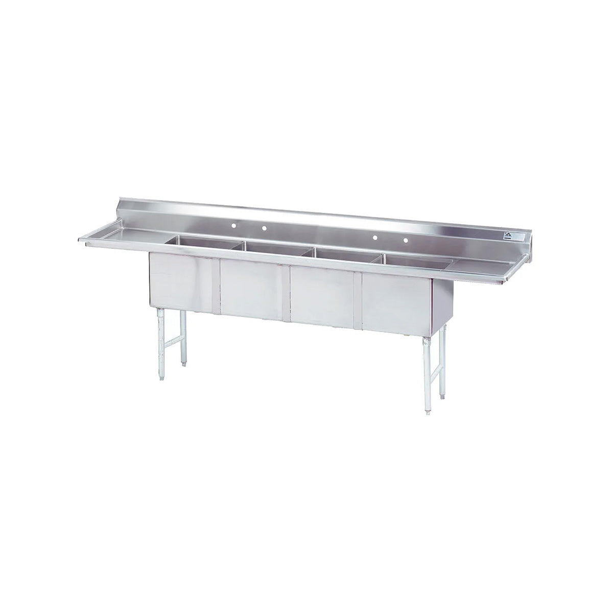 Advance Tabco FC-4-1818-18RL 108" Four Compartment Sink, 18"W x 18"L Bowl With 2 Drainboards