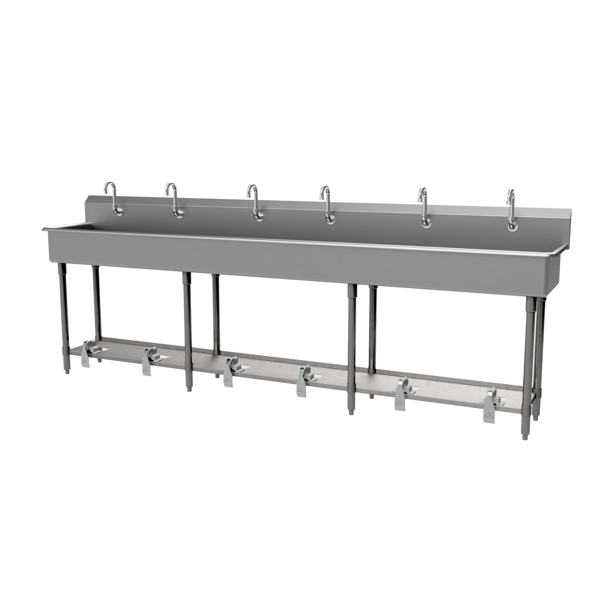 Advance Tabco FC-FM-120FV 120" Freestanding Multi-Station Hand Sink without Faucet w/Foot Valves