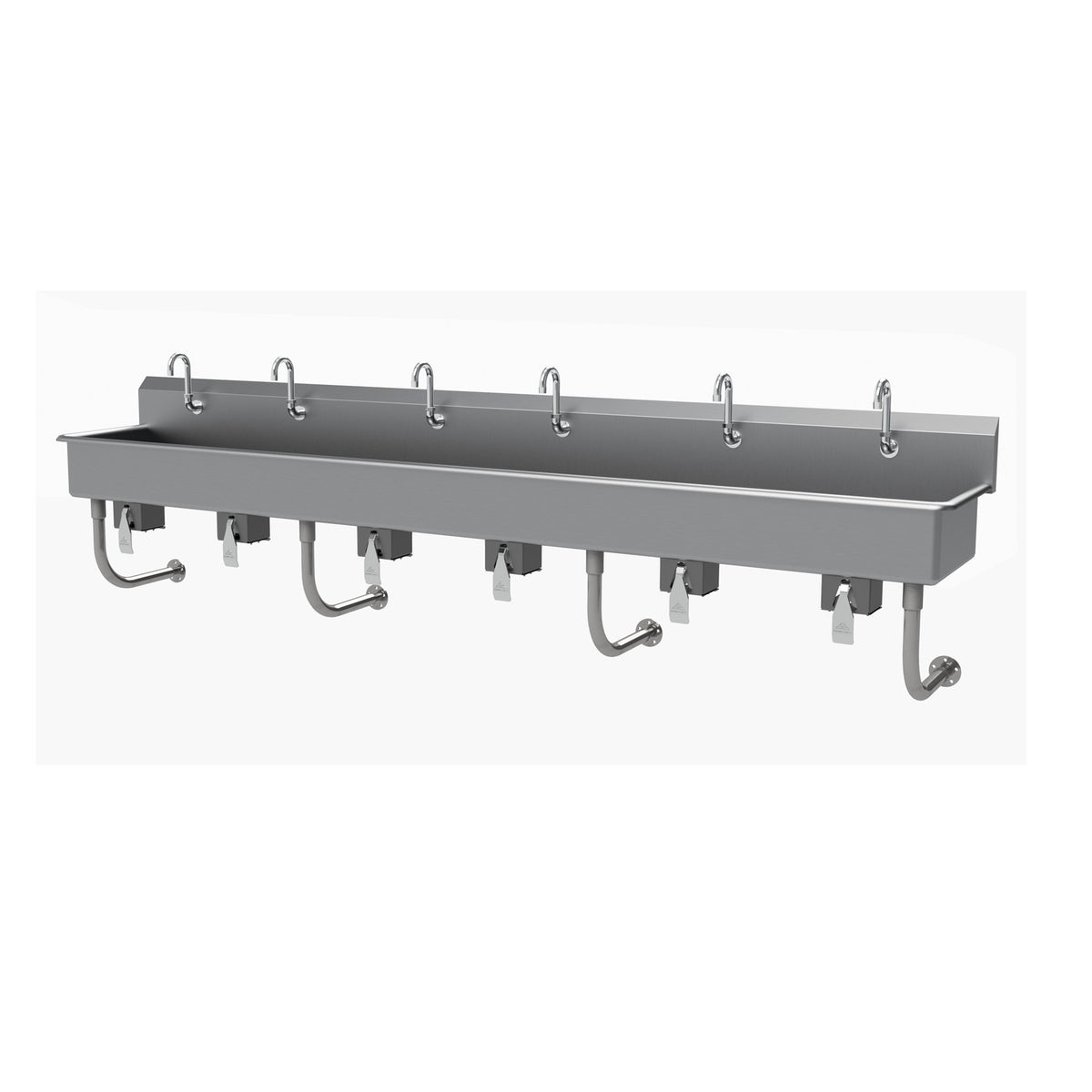 Advance Tabco FC-WM-120KV 120" Wall Mounted Multi-Station Hand Sink without Faucet-Knee Valves/16 g