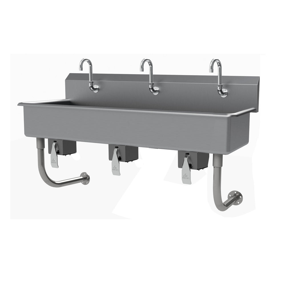 Advance Tabco FC-WM-60KV 60" Wall Mounted Multi-Station Hand Sink without Faucet-Knee Valves/16 g
