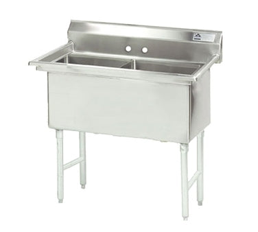 Advance Tabco FS-2-1818 41" Two Compartment Sink, 18"W x 18"L Bowl Without Drainboard