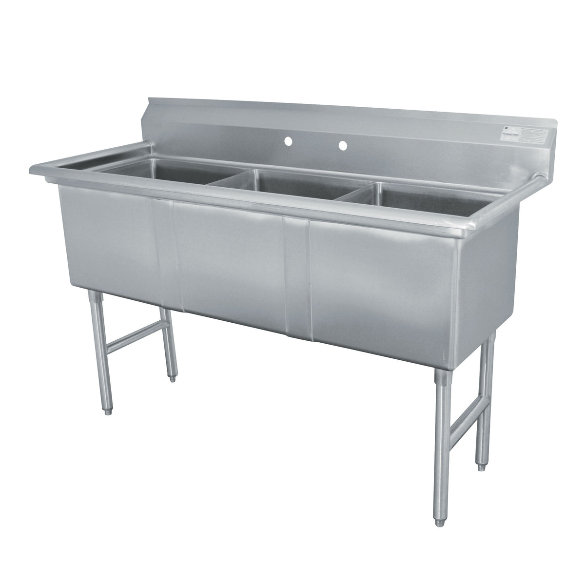 Advance Tabco FS-3-1824 59" Three Compartment Sink, 18"W x 24"L Bowl Without Drainboard