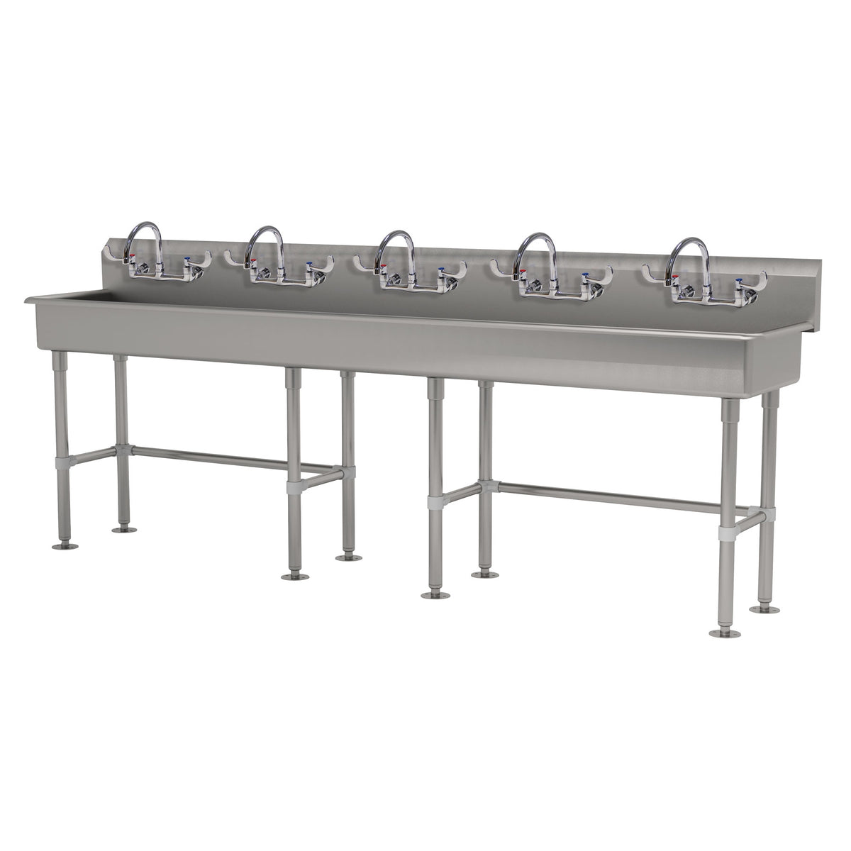 Advance Tabco FS-FM-100-ADA-F 100" Freestanding Multi-Station Hand Sink w/Wrist Faucet - 14 gauge