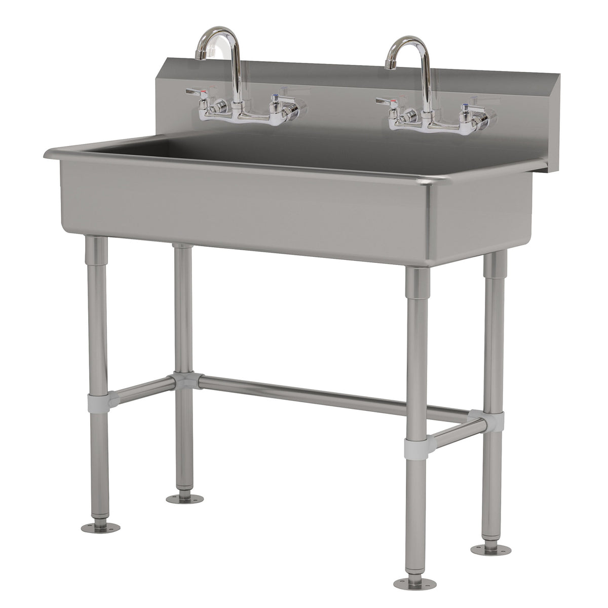 Advance Tabco FS-FM-40-ADA-F 40" Freestanding Multi-Station Hand Sink with Wrist Faucet - 14 gauge
