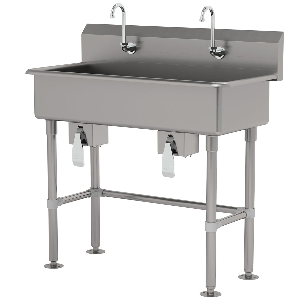 Advance Tabco FS-FM-40KV 40" Freestanding Multi-Station Hand Sink without Faucet-Knee Valves/14 g