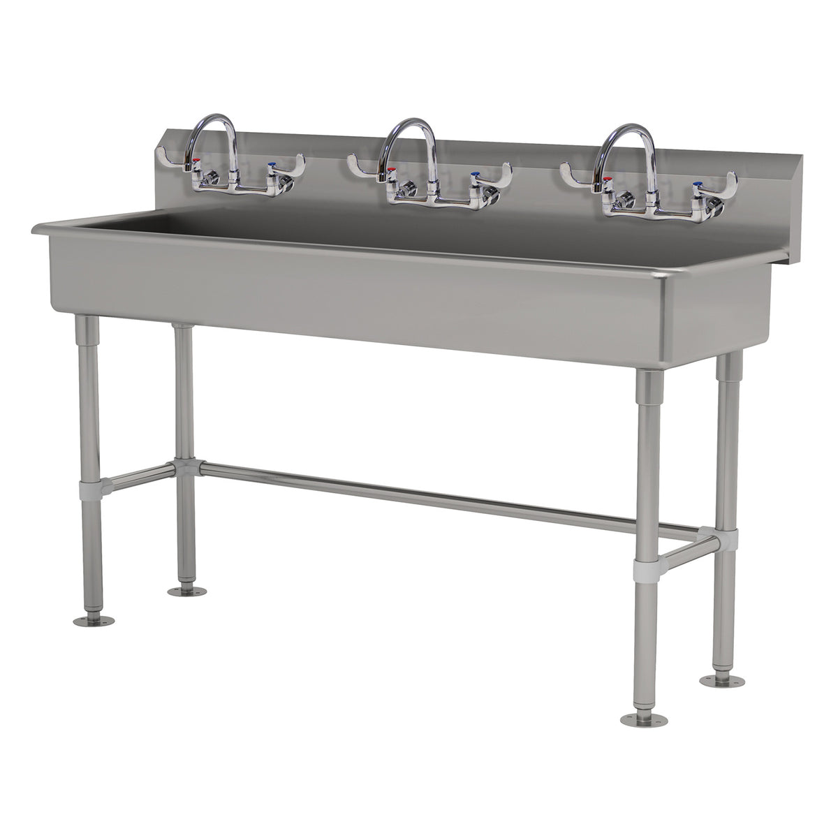 Advance Tabco FS-FM-60-ADA-F 60" Freestanding Multi-Station Hand Sink with Wrist Faucet - 14 gauge