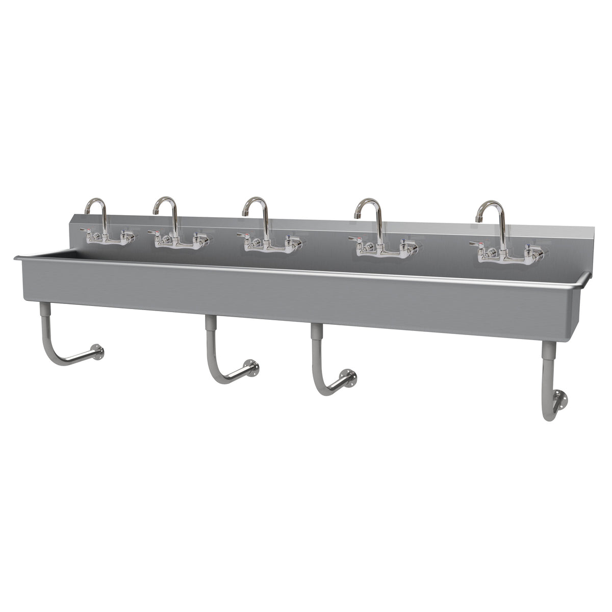 Advance Tabco FS-WM-100-F 100" Wall Mounted Multi-Station Hand Sink with Faucet - 14 gauge