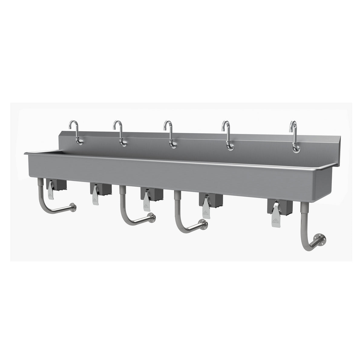 Advance Tabco FS-WM-100KV 100" Wall Mounted Multi-Station Hand Sink without Faucet-Knee Valves/14 g