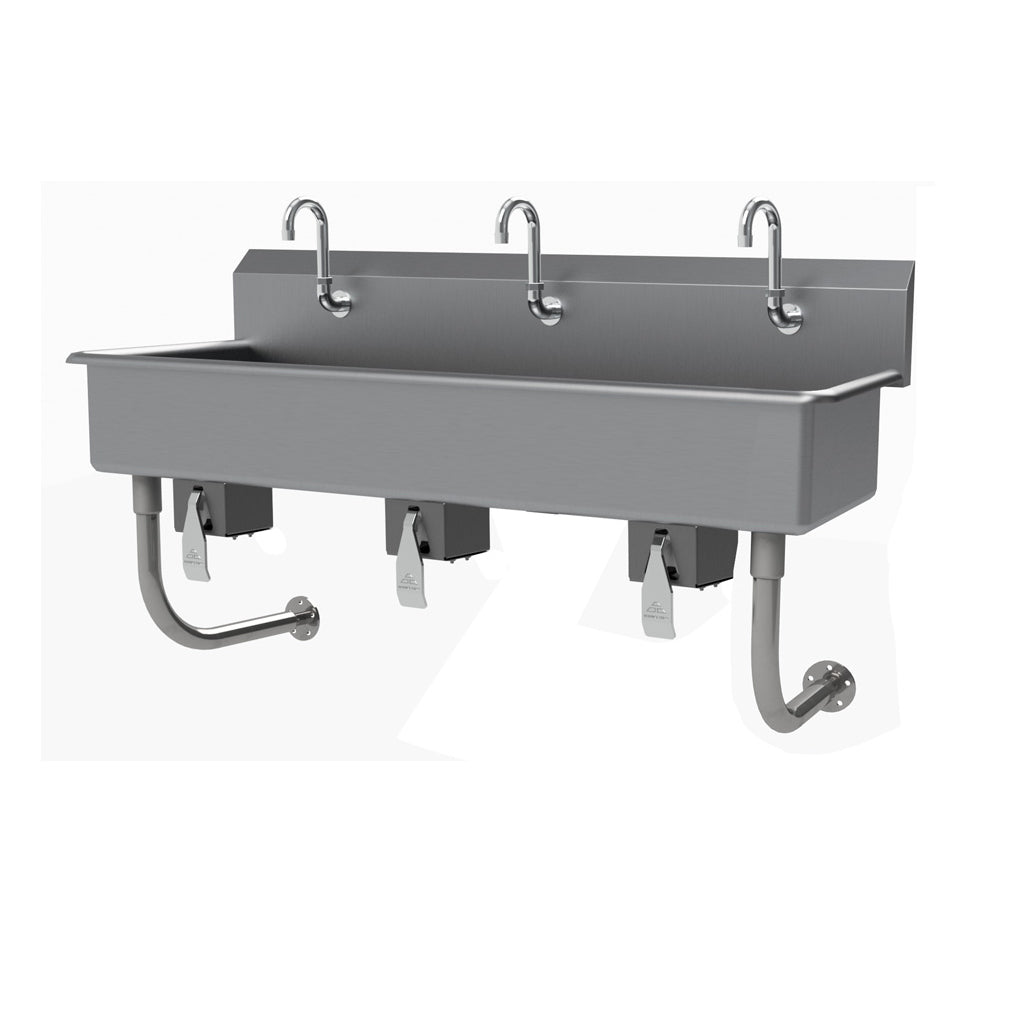 Advance Tabco FS-WM-60KV 60" Wall Mounted Multi-Station Hand Sink without Faucet-Knee Valves/14 g