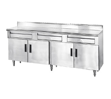 Advance Tabco HDRC-307 84" Cabinet Base Hinged Doors Work Table with 3 Drawers & 4 Doors