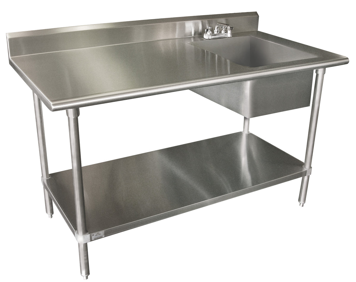 Advance Tabco KSLAG-11B-304R-X with Prep Sink(s) Work Table