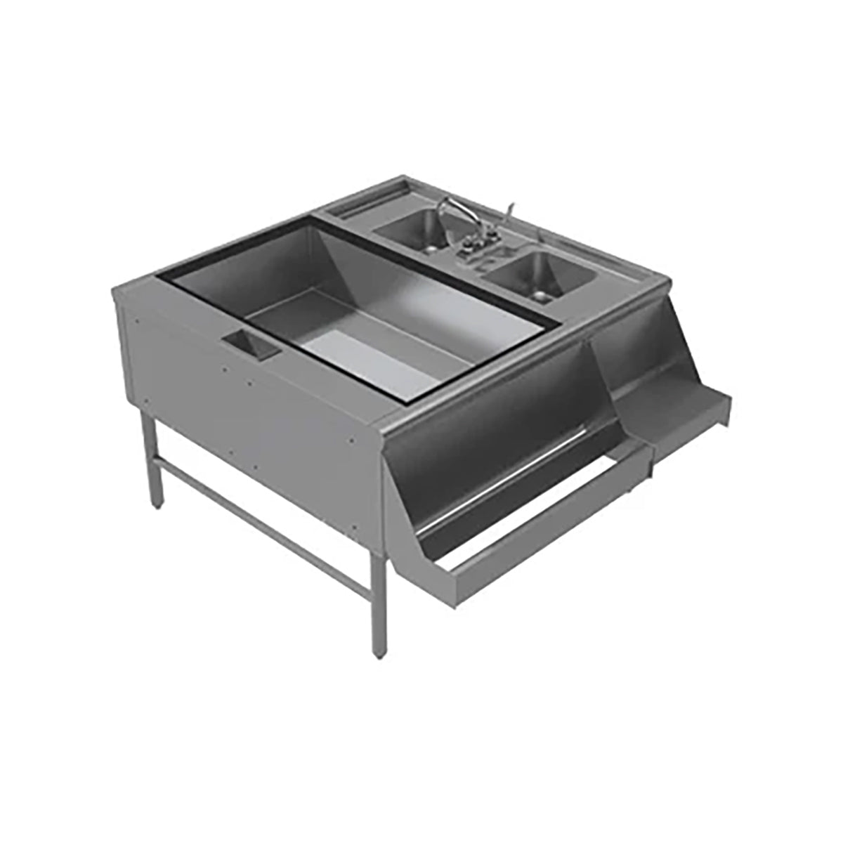 Advance Tabco PR-42X30-10-L 42" Pass-Thru Combo Underbar Ice Bin/Cocktail Station w/ 10 Circuit-Left