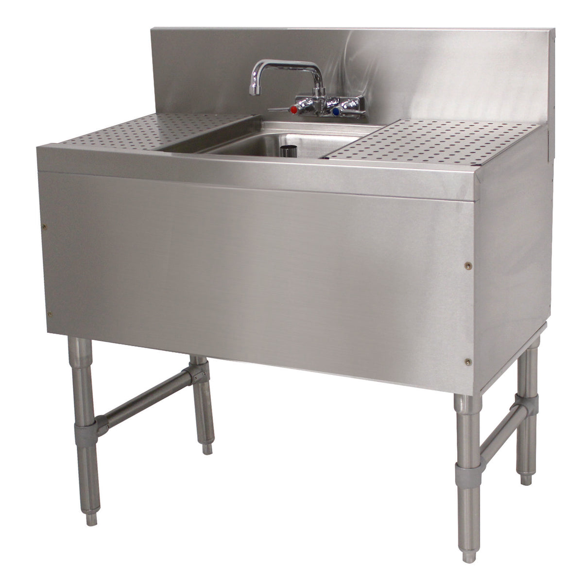 Advance Tabco PRB-19-31C 36" Underbar Sink Units, 1 Compartment with 2 Drainboards