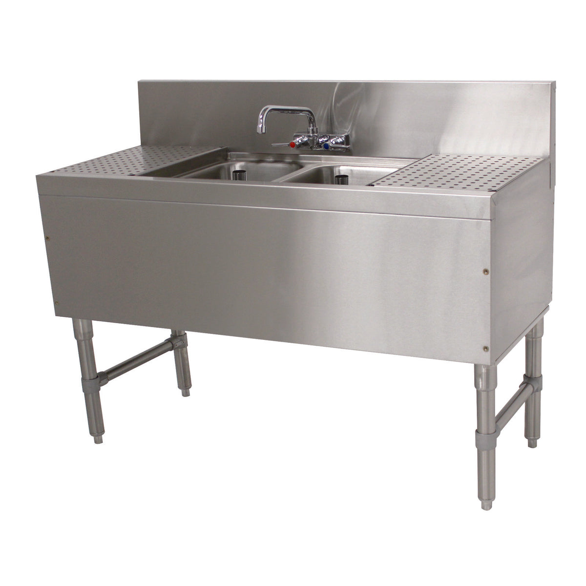 Advance Tabco PRB-19-42C 48" Underbar Sink Units, 2 Compartment with 2 Drainboards