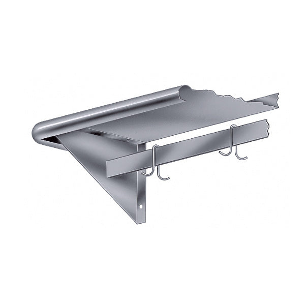Advance Tabco PS-12-72-EC-X Stainless Steel Wall Mounted Shelf with Pot Rack - 72" x 12"