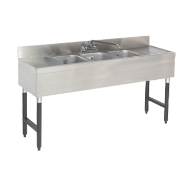 Advance Tabco SLB-83C 96" Underbar Sink Units, 3 Compartment with 2 Drainboards