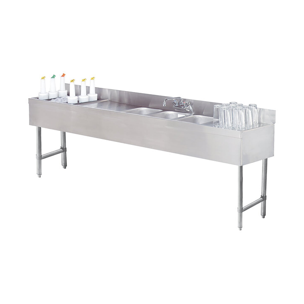 Advance Tabco SLC-83C-L 96" Sink Combo Underbar Ice Bin/Cocktail Station, 54 lbs - Left