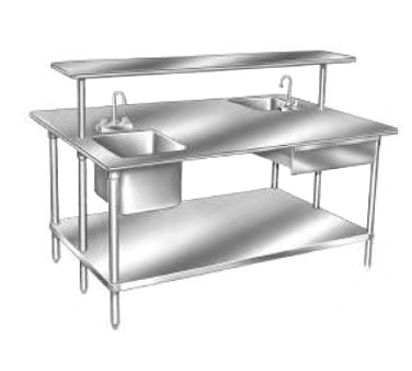 Advance Tabco SS-484 48" Open Base Work Table with Undershelf, Without Backsplash / 14 Gauge Top