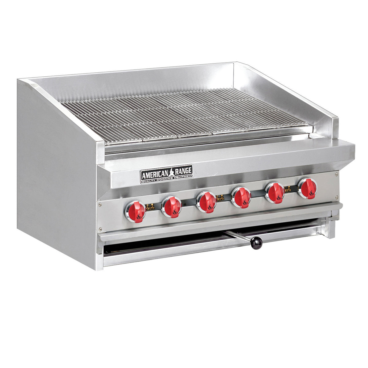American Range ADJ-36 36" Countertop Gas Radiant Charbroiler w/ (6) Burners, 120.000 BTU