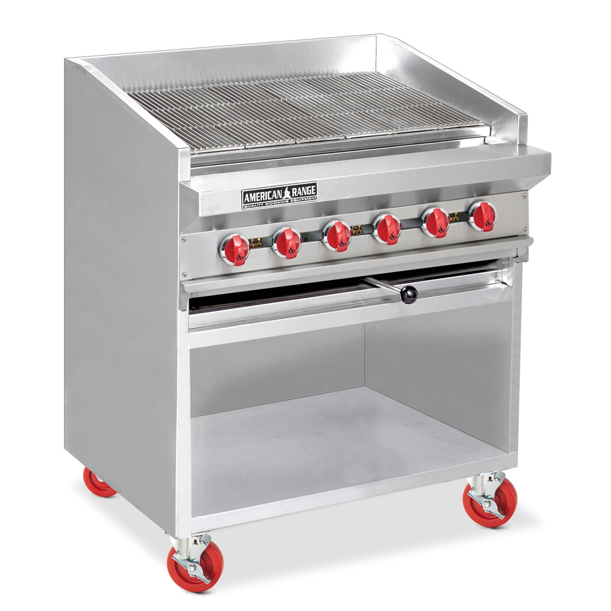 American Range ADJF-36 36" Floor Model Gas Radiant Charbroiler w/ (6) Burners, 120.000 BTU