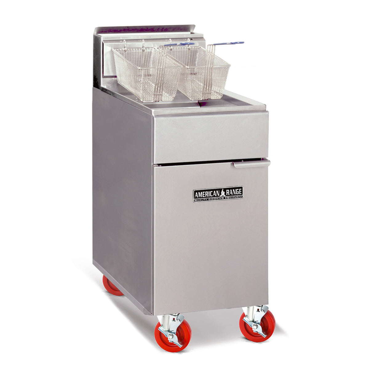 American Range AF-25 Full Pot Floor Model Gas Fryer w/ 30 lbs Capacity, Thermostat Control, 80.000 BTU
