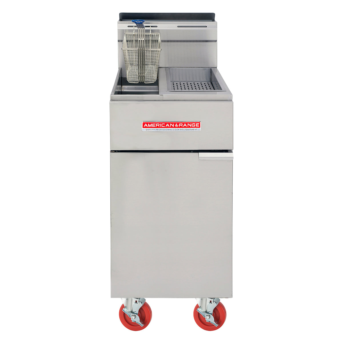 American Range AF-25/DS Full Pot Floor Model Gas Fryer w/ 25 lbs Capacity, Dump Station, 80.000 BTU