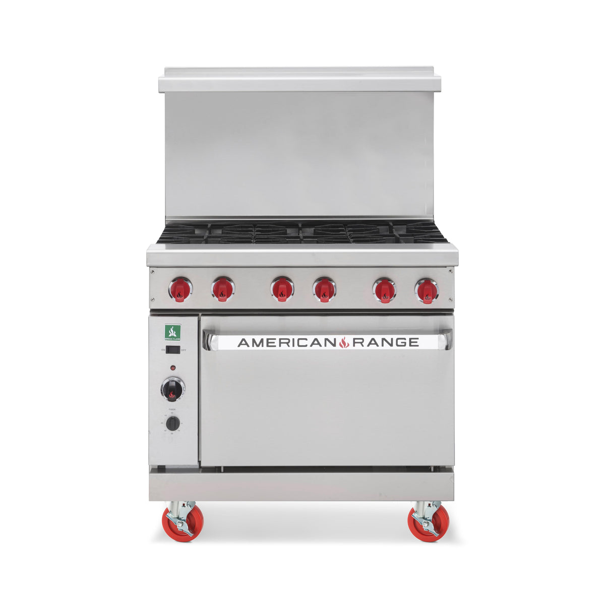 American Range ARGF-36G-2B-126L-SBR 48" Gas Restaurant Range w/ (1) 36" Griddle, (2) Open Burners, (1) Standard Oven, (1) Cabinet Base, 155.000 BTU