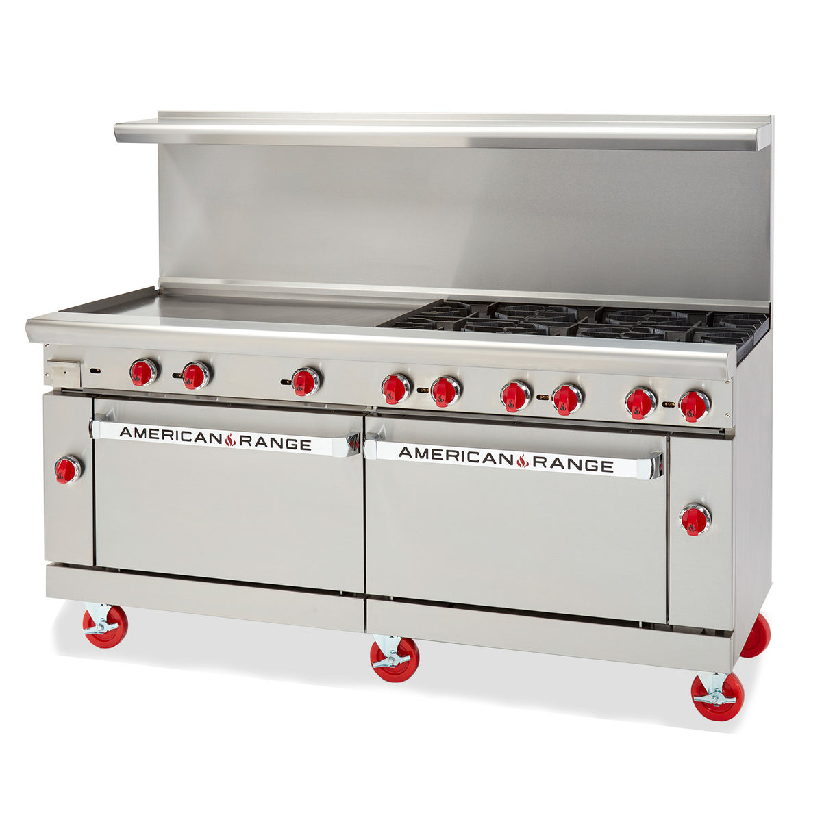 American Range ARGF-36G-6B-CC 72" Gas Restaurant Range w/ (1) 36" Griddle, (6) Open Burners, (2) Convection Ovens, 270.000 BTU
