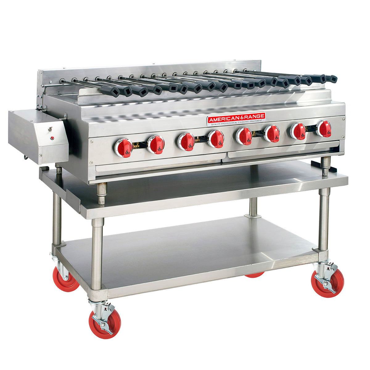 American Range ARKB-36-R 36" Countertop Gas Rotisserie Kebob Broiler w/ (6) Burners, 180.000 BTU