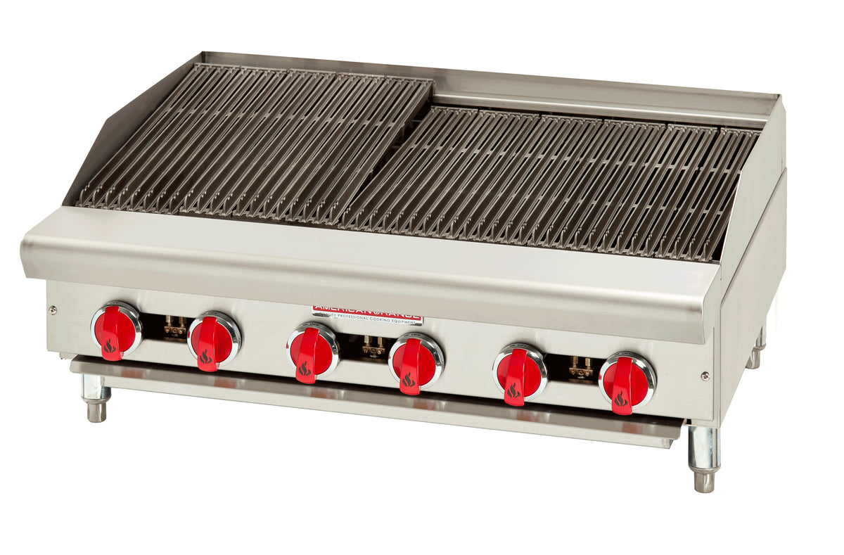 American Range ARSRB-72 72" Countertop Gas Charbroiler, (12) Burners with Manual Controls