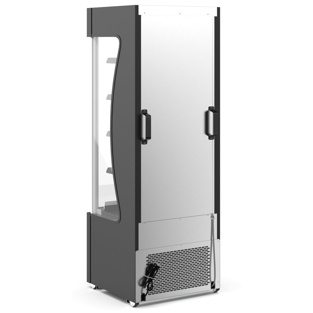 Coldline AOC-28-B black open air merchandiser, rear angled view