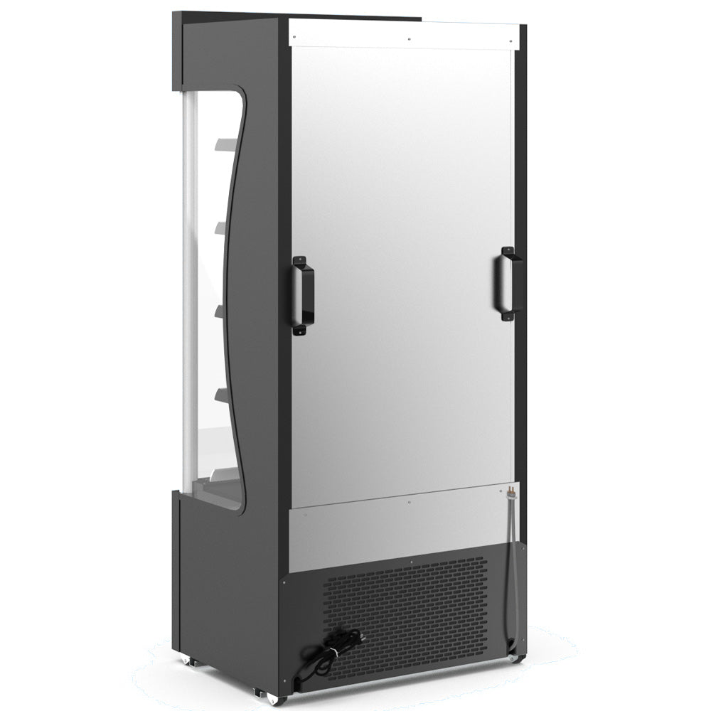 Coldline AOC-36-B black open air merchandiser, rear angled view