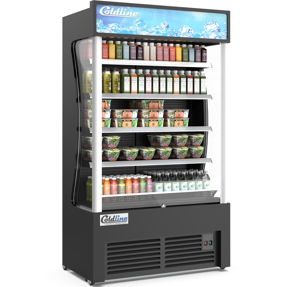 Coldline AOC-46-B 46" Black Open Air Refrigerated Display Merchandiser, Black