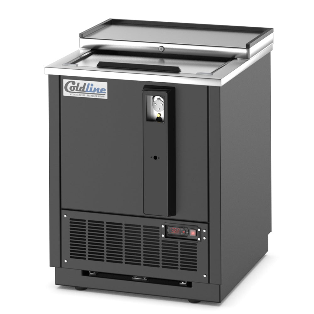 Coldline BBC-25 black horizontal bottle cooler, front view