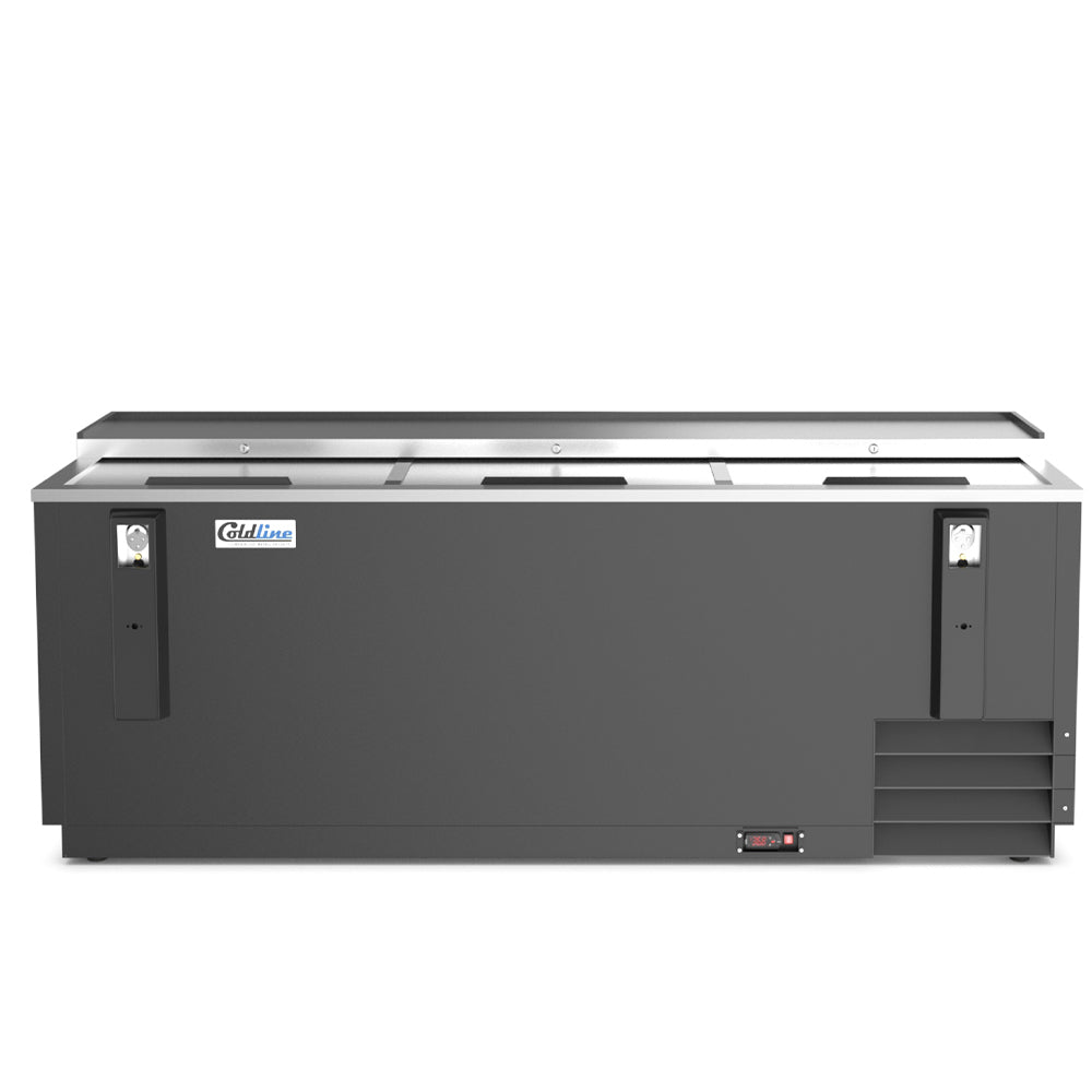 Coldline BBC-80 black horizontal bottle cooler, front view