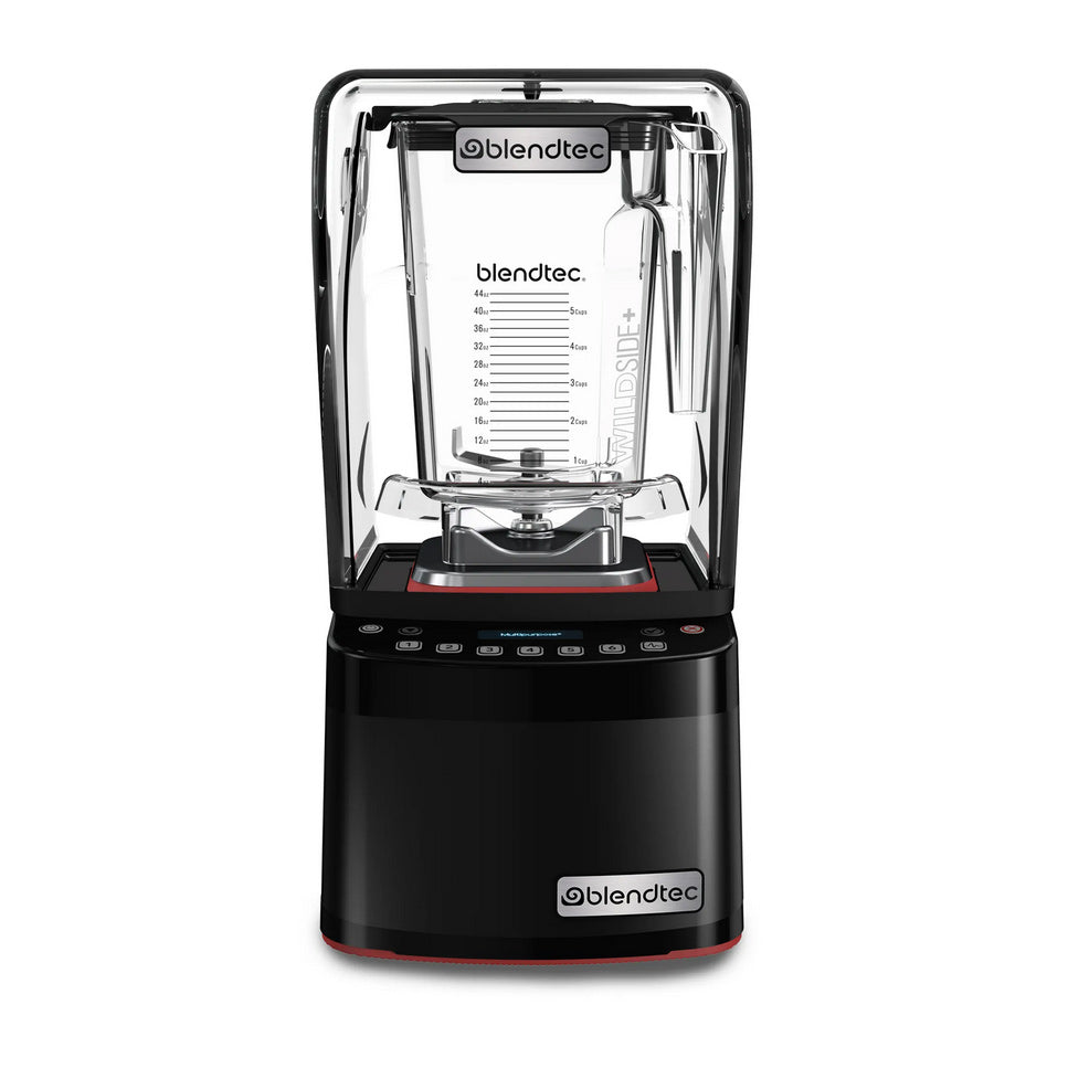 Blendtec S885C2901-A1DA1D Stealth 885 blender with jar inside the sound enclosure, front view