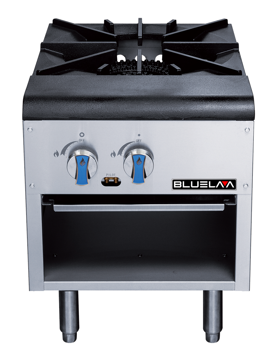 Blue Air BLSP1 gas stock pot range with two control knobs, front view