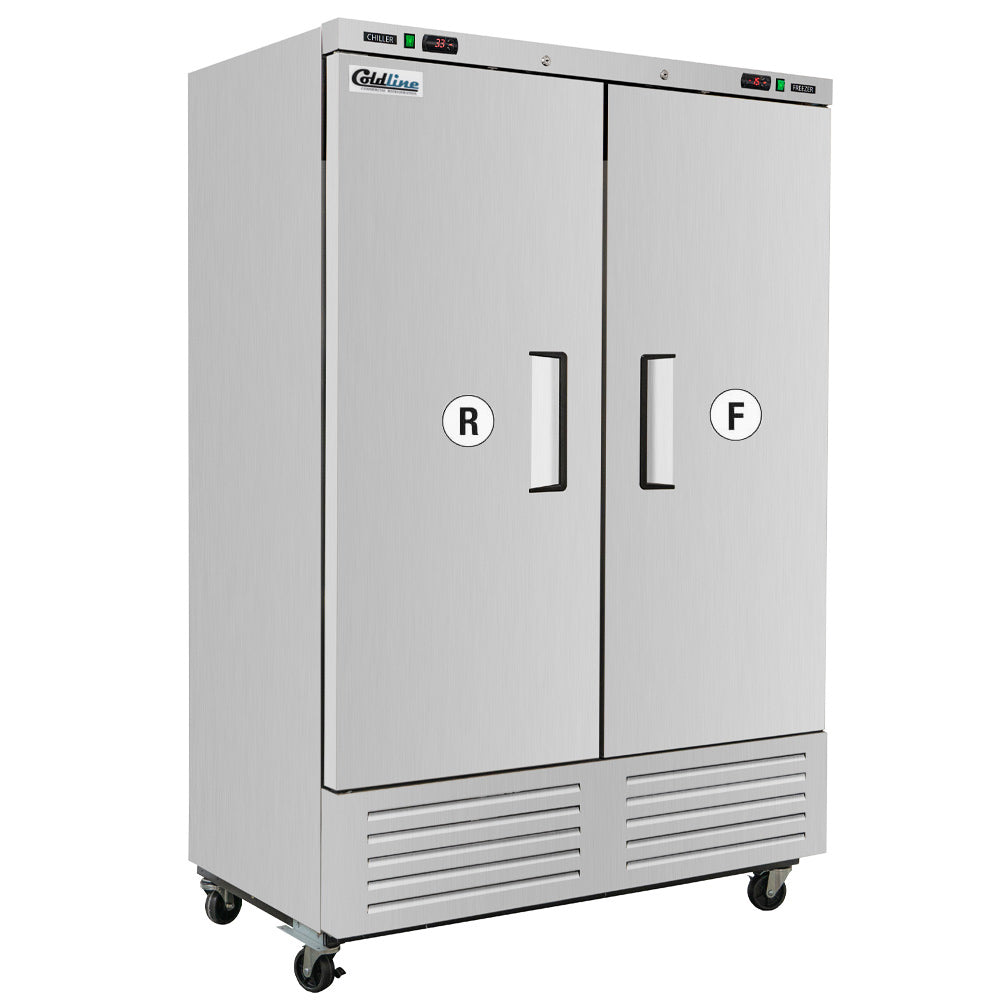 Coldline C-2RF 54" Two Solid Door Dual Temperature Commercial Reach-In Refrigerator, Freezer Combo - Stainless Steel