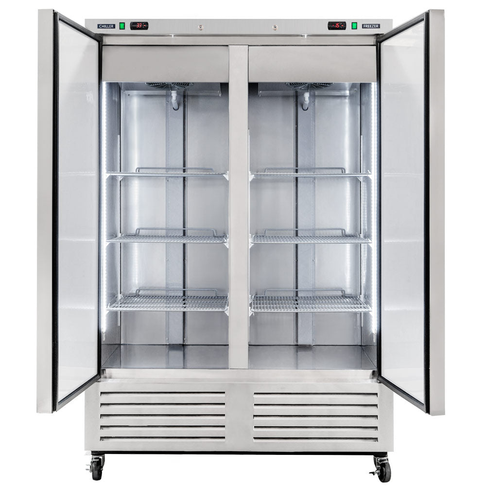 Coldline C-2RF 54" Two Solid Door Dual Temperature Commercial Reach-In Refrigerator, Freezer Combo - Stainless Steel