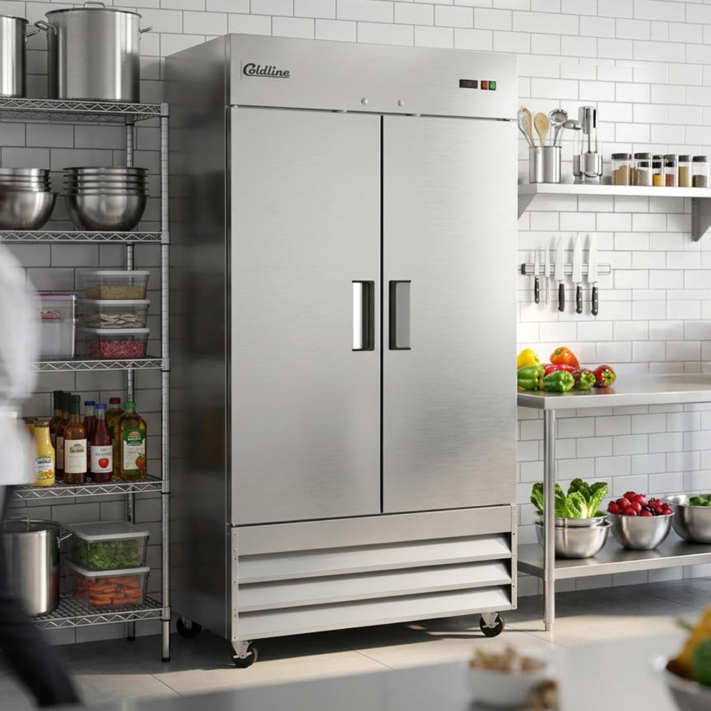 Coldline C35F 40" Solid Double Door Commercial Reach-In Freezer, Stainless Steel