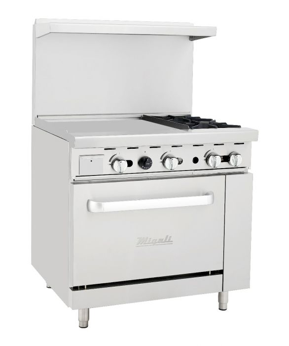 Migali C-RO2-24GL-LP 2 Burner Range, 24” Griddle Left Side, (1) Oven, Liquid Propane