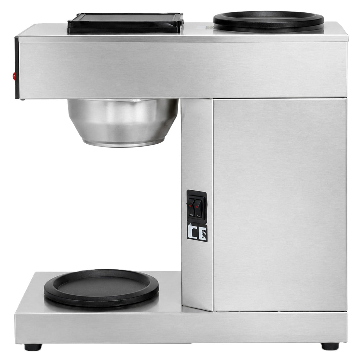 Prepline CAFE-2P coffee maker, side view with warmers