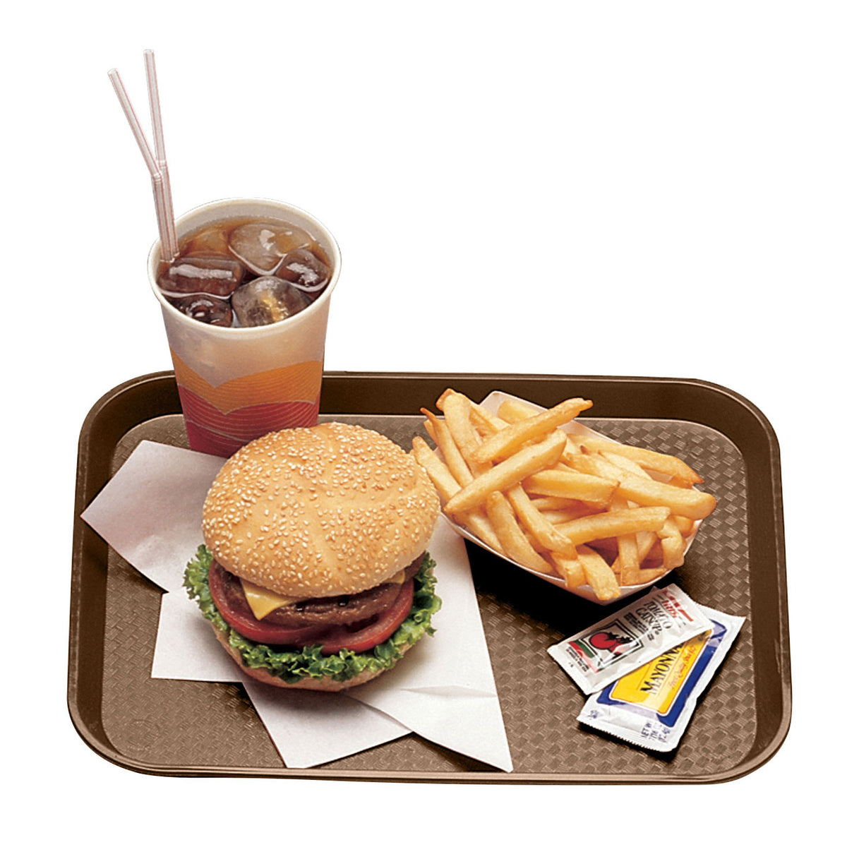 Cambro 1014FF167 Fast Food Tray - 11" x 14" Polypropylene, Brown, NSF, Dishwasher Safe, USA Made — Case of 24 pieces