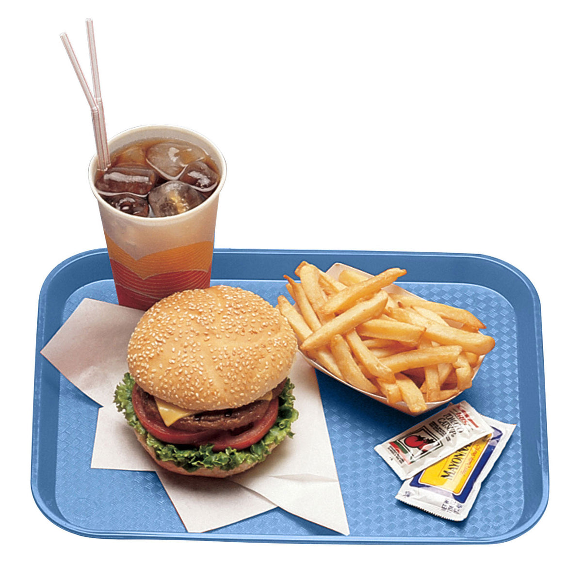 Cambro 1014FF168 Fast Food Tray - 11" x 14" Blue Polypropylene, Rigid, NSF Dishwasher Safe, USA Made — Case of 24 pieces