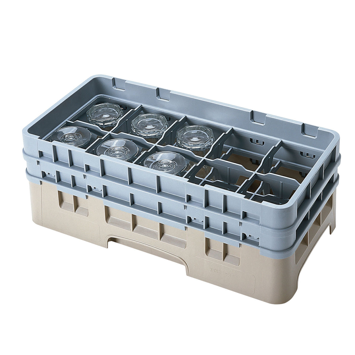 Cambro 10HS434184 Camrack Glass Rack, Half Size, Beige, 10 Compartments, 3-7/16 Max Dia, 5-1/4 Max Height — Case of 4 pieces