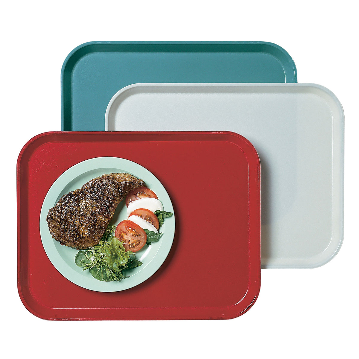 Cambro 1216CL675 Camlite Rectangular Tray, 12" x 16-5/16" Red Fiberglass, NSF, Made in USA — Case of 12 pieces