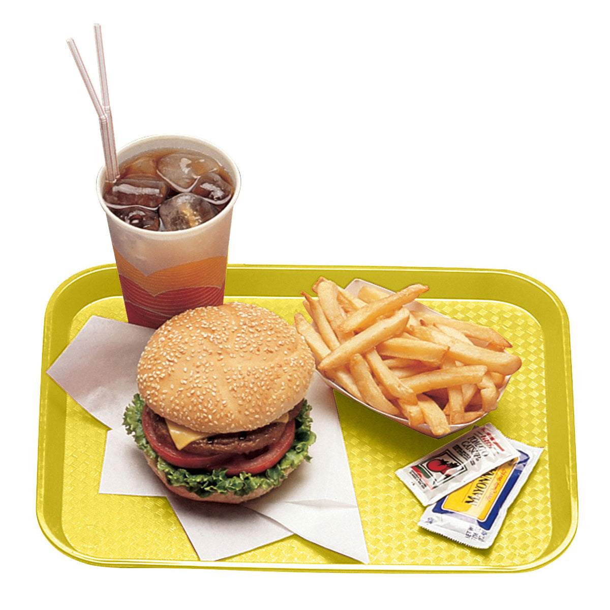 Cambro 1216FF108 Fast Food Tray - 11-7/8" x 16-1/8" Textured Polypropylene, Yellow, NSF, Made in USA — Case of 24 pieces